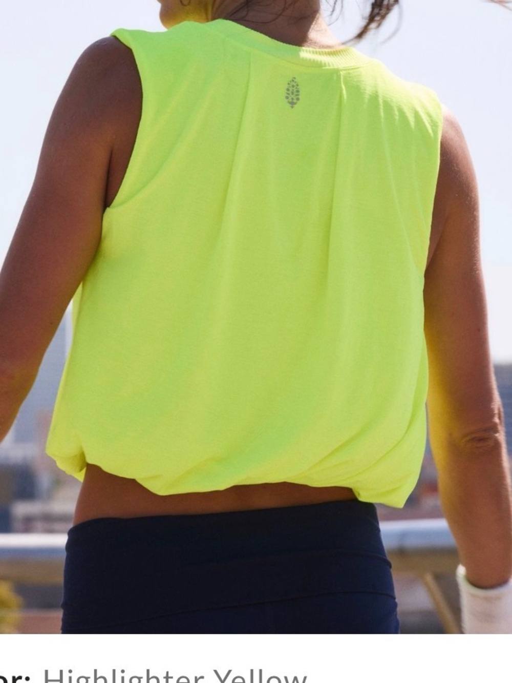 Free People Women’s Neon Yellow (Highlighter Yellow) Crop Top - Picture 2 of 3
